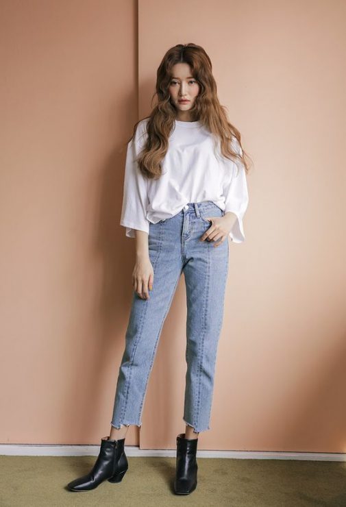 藍白穿搭　優雅 